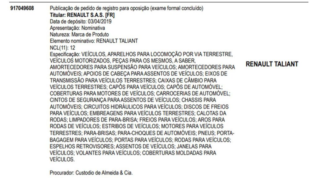 Renault Taliant patente características