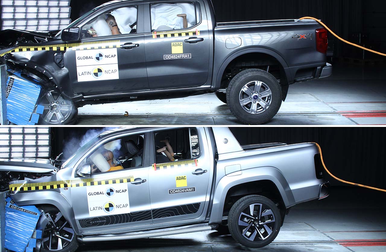 Latin NCAP probó la seguridad de las Ford Ranger y Volkswagen Amarok